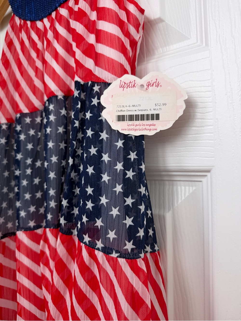Lipstik Girls NWT Sequin Flag Dress 6 Stars Stripes 4th July - Picture 2 of 4